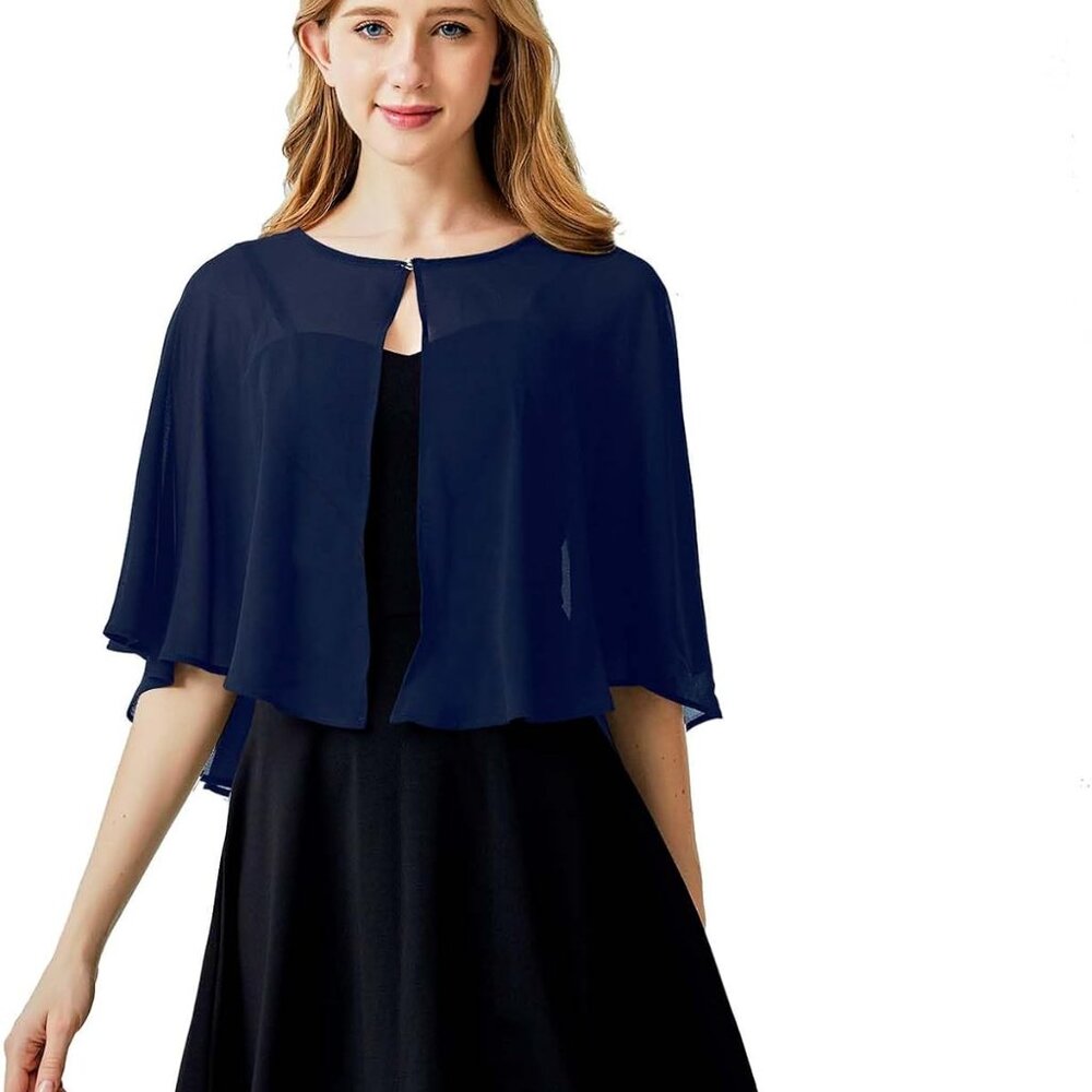 Chiffon Capelet Women's Soft Shawls and Wraps for Evening Dresses, Wedding Forma - Picture 3 of 5